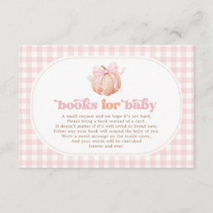 Pastel Pumpkin Pink Gingham Books for Baby Girl Enclosure Card
