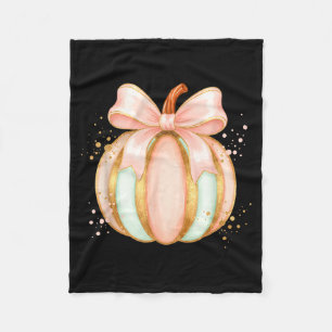 Pastel pumpkin with bow fall halloween cute fleece blanket