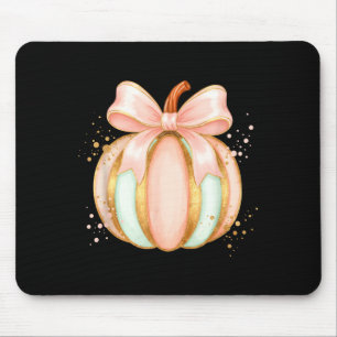 Pastel pumpkin with bow fall halloween cute mouse pad