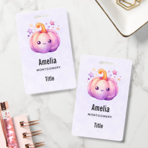 Pastel Pumpkin with Stars Cute Dreamy Business ID Badge