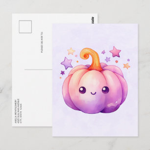 Pastel Pumpkin with Stars Cute Dreamy Vibe Postcard