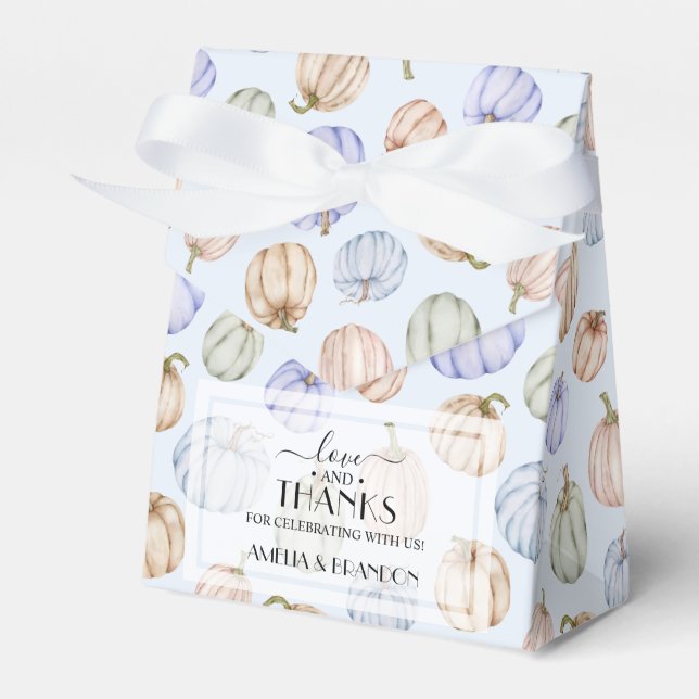 Pastel Pumpkins Blue Boy Baby Shower Favour Box (Front Side)