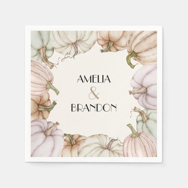 Pastel Pumpkins Bridal Shower Napkin (Front)