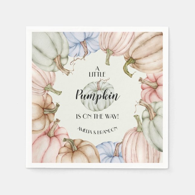 Pastel Pumpkins Gender Neutral Baby Shower Napkin (Front)