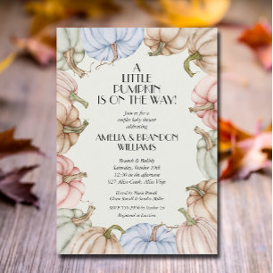 Pastel Pumpkins Green Baby Shower  Invitation