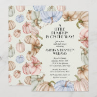 Pastel Pumpkins Green Baby Shower Invitations