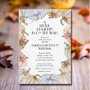 Pastel Pumpkins Mint Baby Shower Invitations