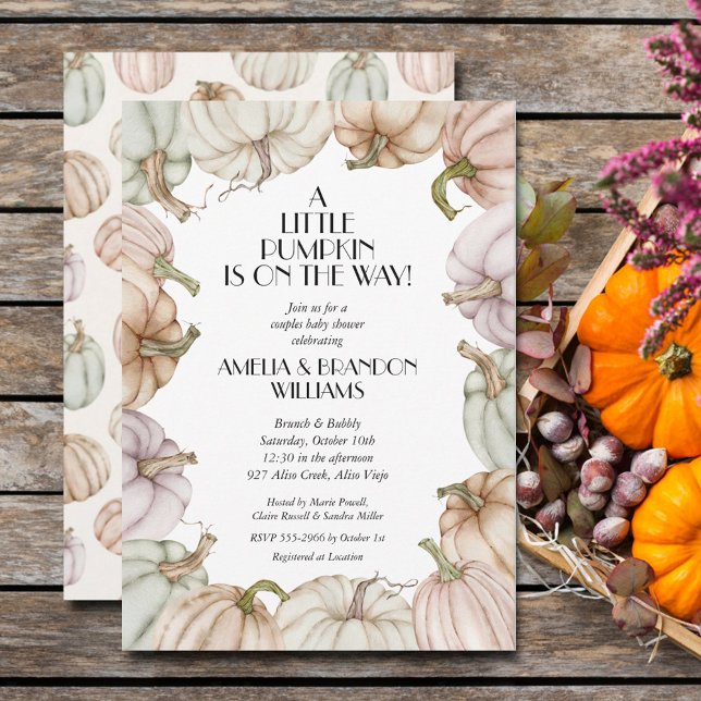 Pastel Pumpkins Neutral Baby Shower Invitations (Creator Uploaded)