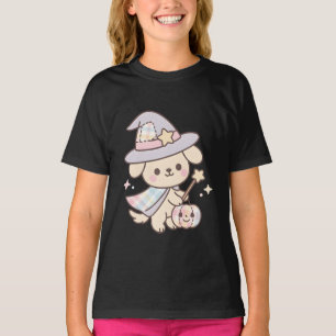 Pastel Puppy Witch Kids T-Shirt Cute Kawaii