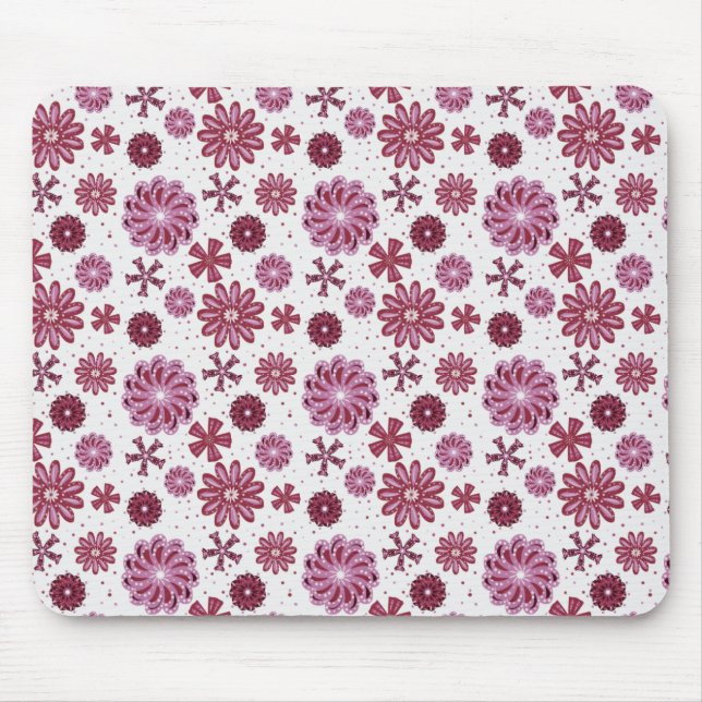 Pastel Purple Abstract Flower pattern Mouse Pad (Front)