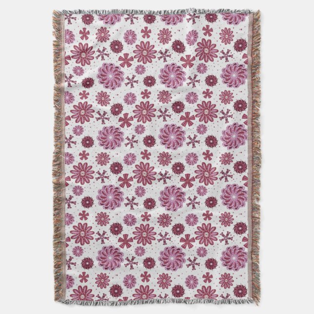 Pastel Purple Abstract Flower pattern Throw Blanket (Front Vertical)