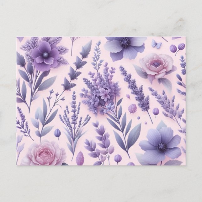 Pastel Purple Aesthetic Lavender Flower Postcard (Front)
