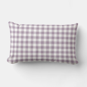 Pastel Purple and White Gingham Pattern Lumbar Cushion