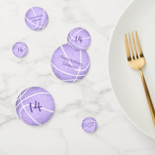 pastel purple basketballs girly sports party confetti