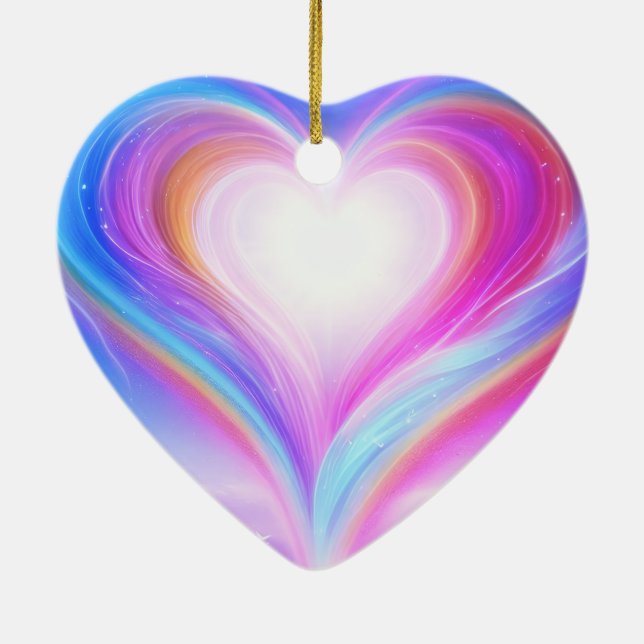 Pastel Purple + Blue on a Beautiful Valentine Tree Ceramic Tree Decoration (Back)