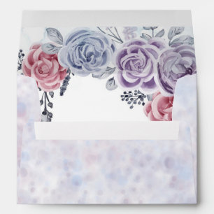 Pastel Purple Blue Pink Floral Wreath Wedding Envelope