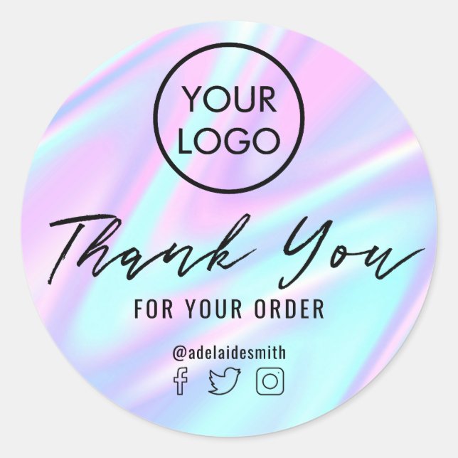 pastel purple blue thank you  classic round sticker (Front)