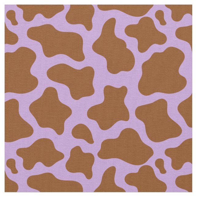 pastel purple brown cow print fabric (Close Up)