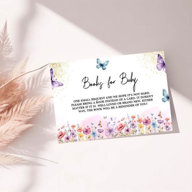 Pastel Purple Butterfly Baby Shower Book Request  Enclosure Card (Creator Uploaded)