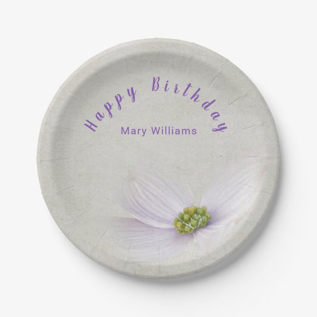 pastel purple cosmos flower paper plate (Front)