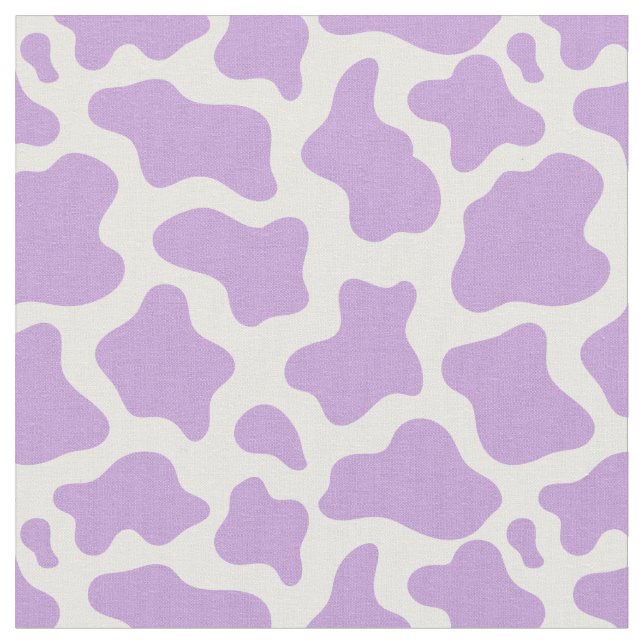 pastel purple cow print kawaii fabric (Close Up)