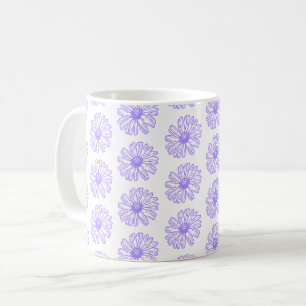Pastel Purple Daisy Flower Print, Hippie Floral Coffee Mug