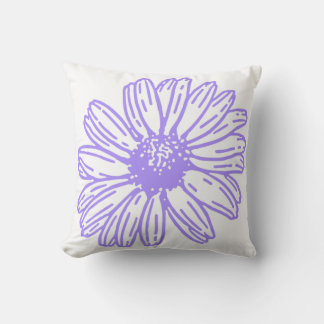 Pastel Purple Daisy Flower Print, Hippie Floral Cushion