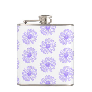Pastel Purple Daisy Flower Print, Hippie Floral Hip Flask