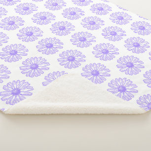 Pastel Purple Daisy Flower Print, Hippie Floral Sherpa Blanket