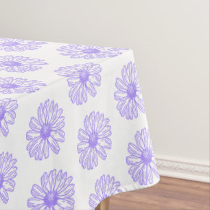 Pastel Purple Daisy Flower Print, Hippie Floral Tablecloth