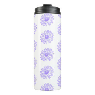Pastel Purple Daisy Flower Print, Hippie Floral Thermal Tumbler