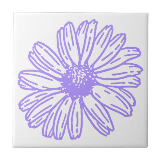 Pastel Purple Daisy Flower Print, Hippie Floral Tile