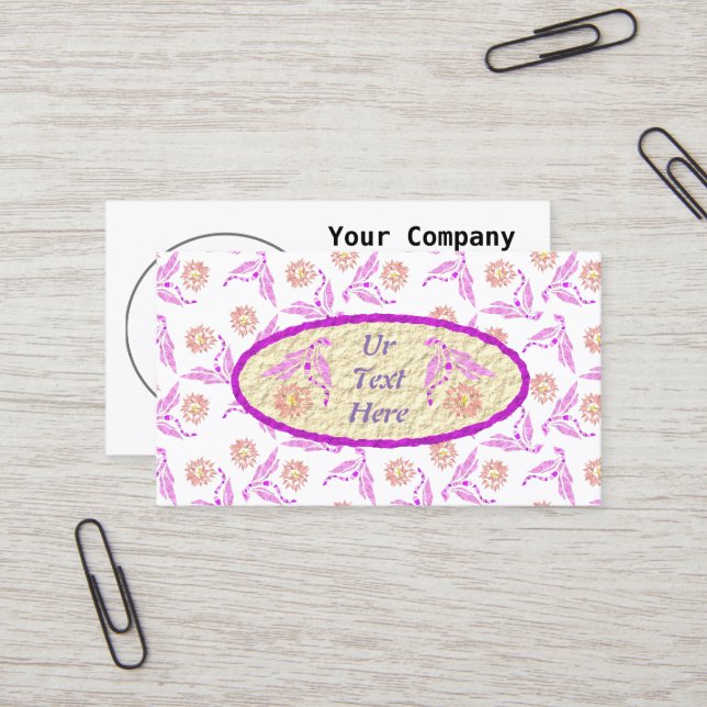 Pastel Purple Dragon Pattern Business Card (Front/Back In Situ)