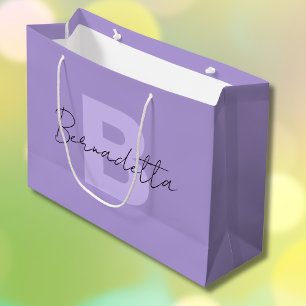 Pastel Purple   Elegant Handwritten Name Script Large Gift Bag