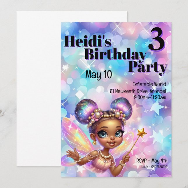 Pastel Purple Fairy Magical Birthday  Invitation (Front/Back)