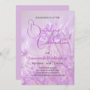 Pastel Purple Floral Background Birthday Party Invitation