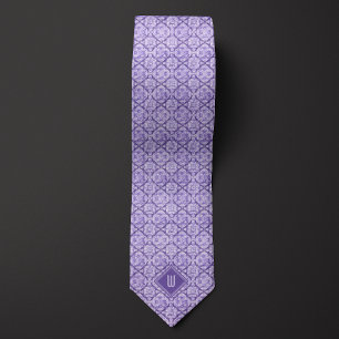 Pastel Purple Floral Inspired Monogram Tie