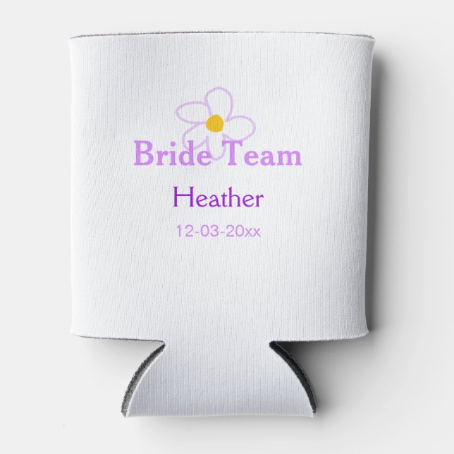 Pastel purple flower bridesmaid bride team boho mo can cooler (Front)