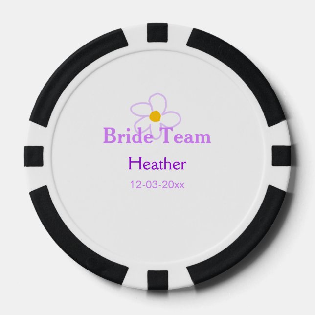 Pastel purple flower bridesmaid bride team boho mo poker chips (Front)
