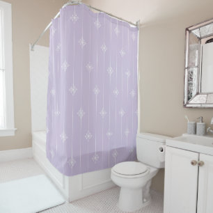 Pastel Purple Geometric Floral Pattern Shower Curtain