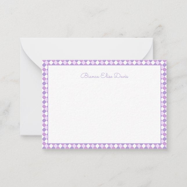 Pastel Purple Gingham Children's Card (Front)