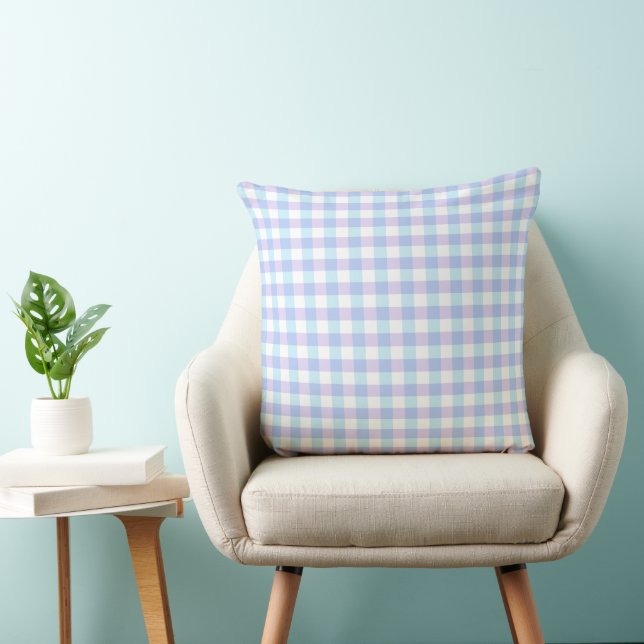 Pastel Purple Gingham Cushion (Chair)