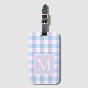 Pastel Purple Gingham Monogram Luggage Tag