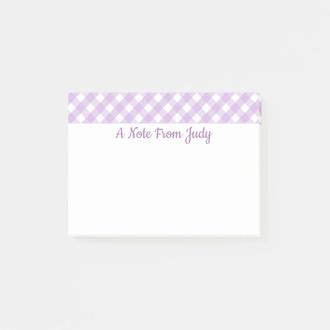 Pastel Purple Gingham Pattern Post-it Notes (Front)