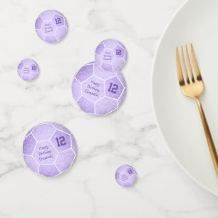 pastel purple girls soccer birthday party confetti