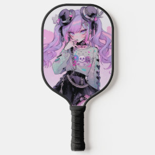 Pastel Purple Gothic Lolita Anime Girl Pickleball Paddle