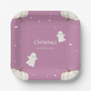 Pastel Purple Halloween Baby Shower Paper Plate