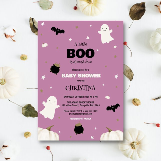 Pastel Purple Halloween Little Boo Baby Shower Invitation (Creator Uploaded)