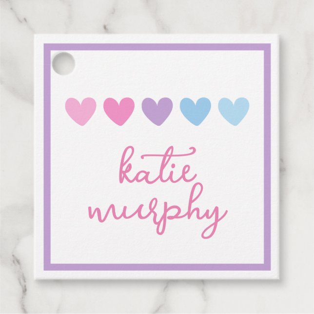 Pastel Purple Heart Girls Gift Tag (Front)