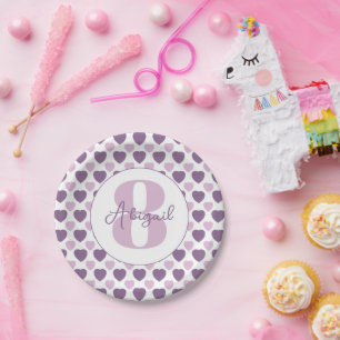 Pastel Purple Hearts Personalised Paper Plate